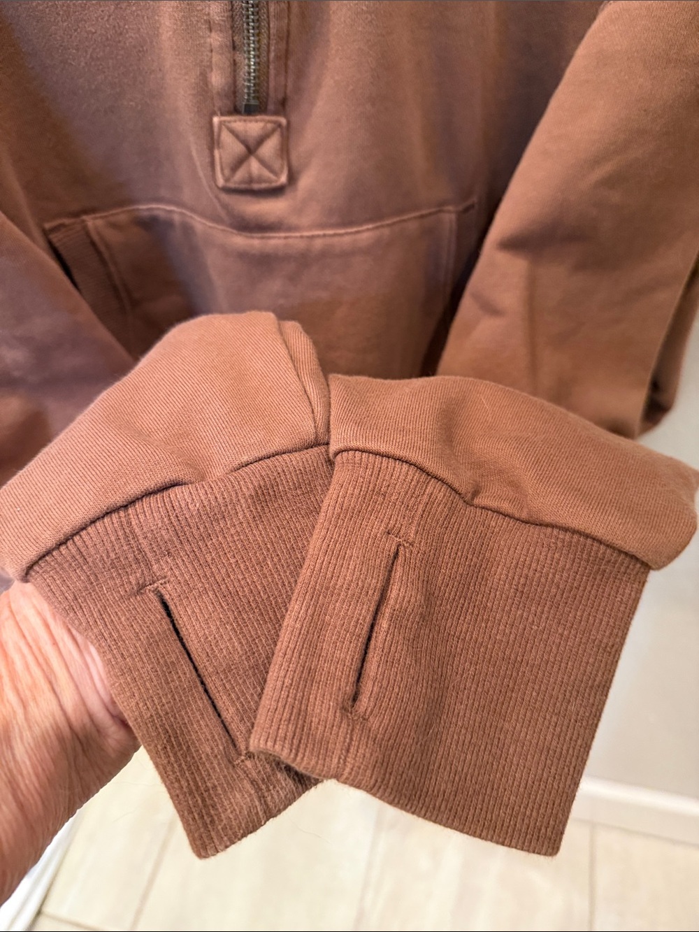 JoyLab Rust Brown Half-Zip Crewneck Pullover - Picture 4 of 7